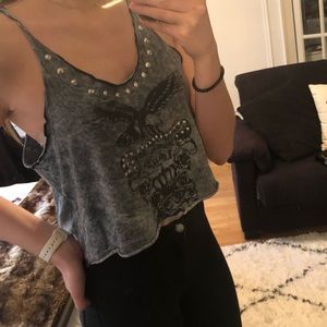 Grey and black crop top
